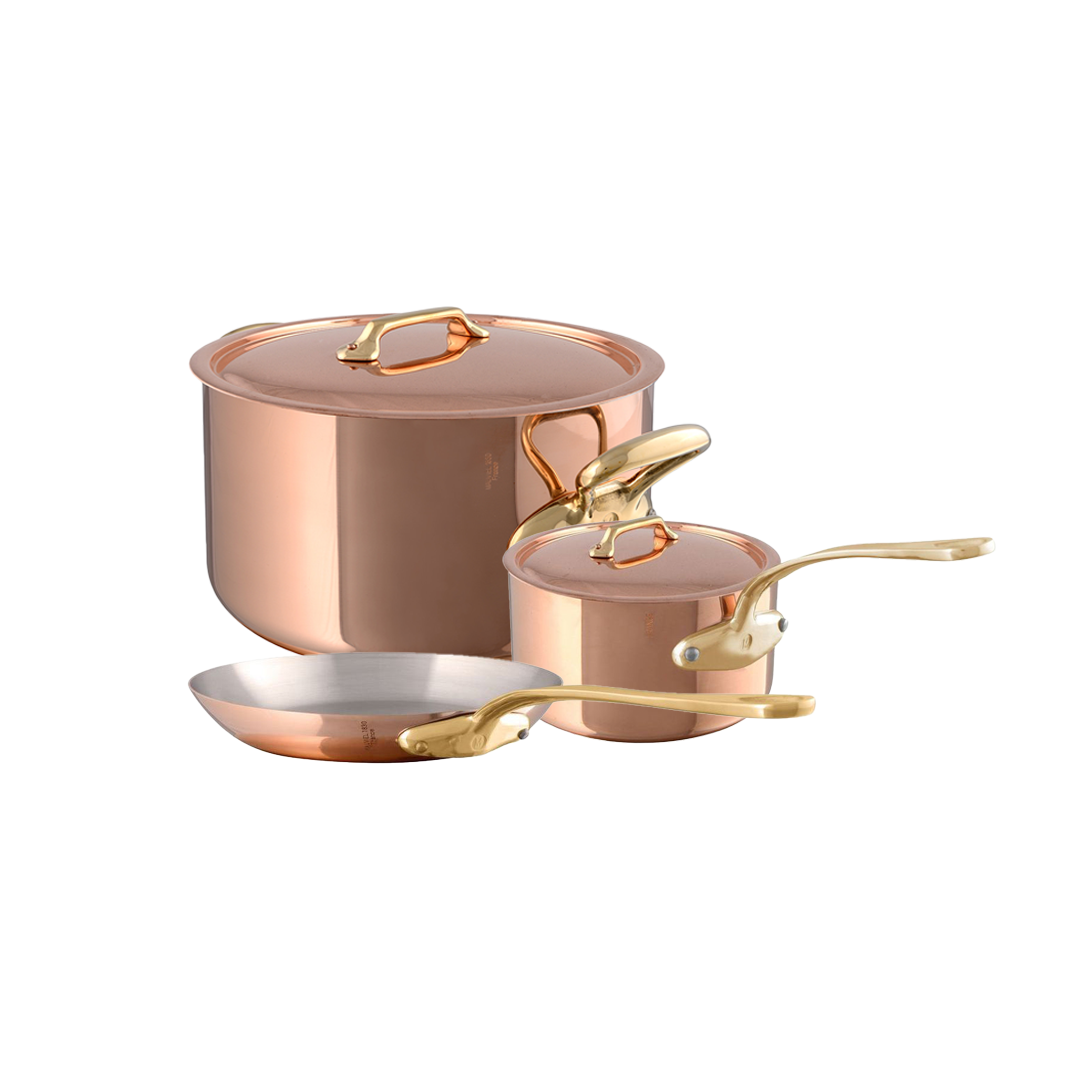Mauviel M'Heritage M'250 B 5-Piece Cookware Set, Brass Handles - Mauviel1830