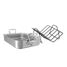 Mauviel Mauviel M'COOK 5-Ply Roasting Pan With Rack, Cast Stainless Steel Handles, 15.7 x 11.8-in Mauviel M'COOK 5-Ply Roasting Pan With Rack, Cast Stainless Steel Handles, 15.7 x 11.8-in