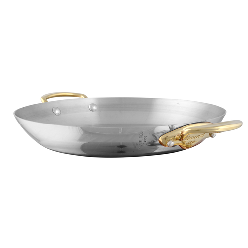 Mauviel M'COOK B 5-Ply Round Gratin Pan With Brass Handles, 9.45-In