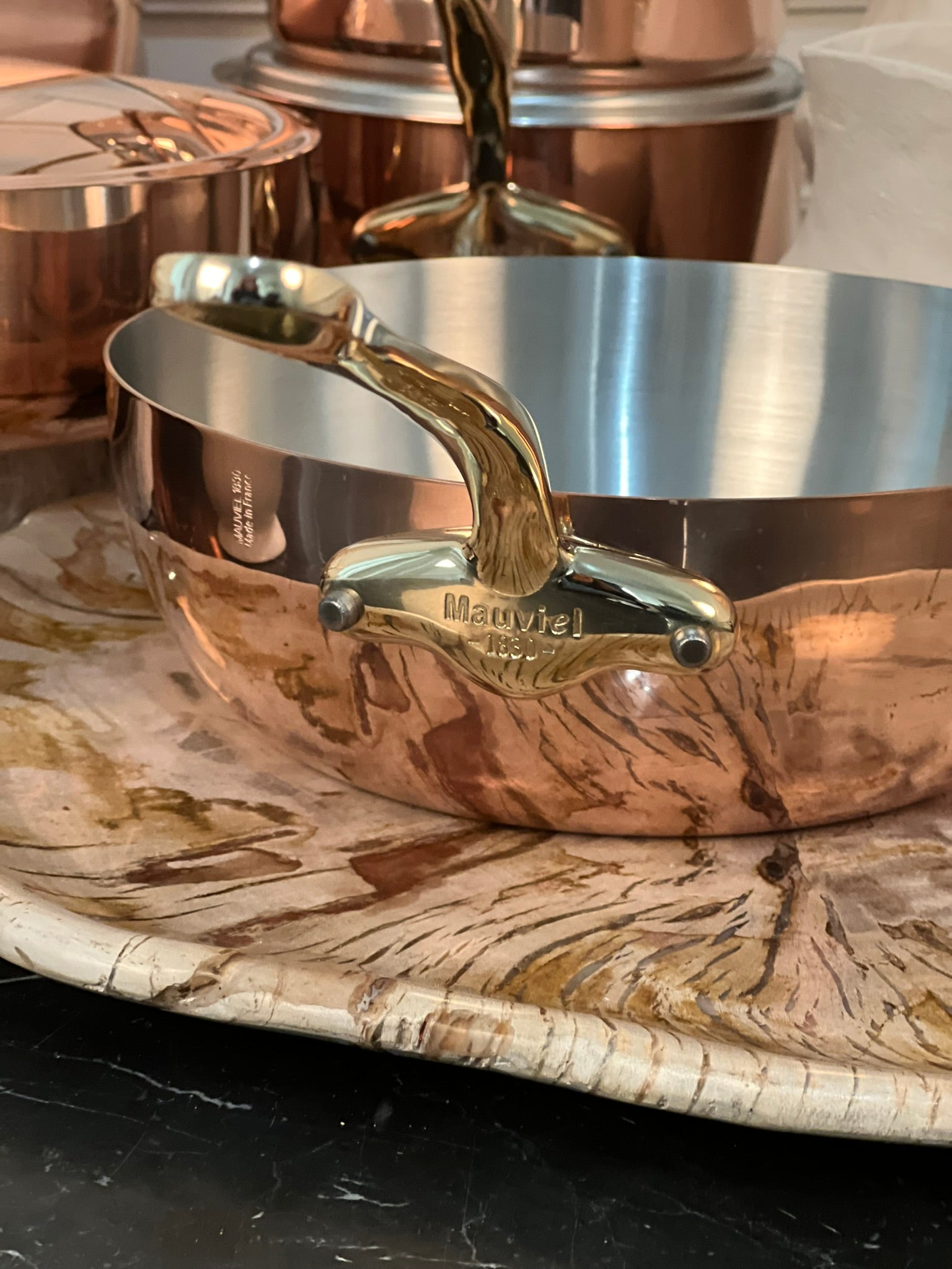 Mauviel M'Heritage M'150 B Copper Chef Pan With Lid and Brass Handle - Mauviel1830
