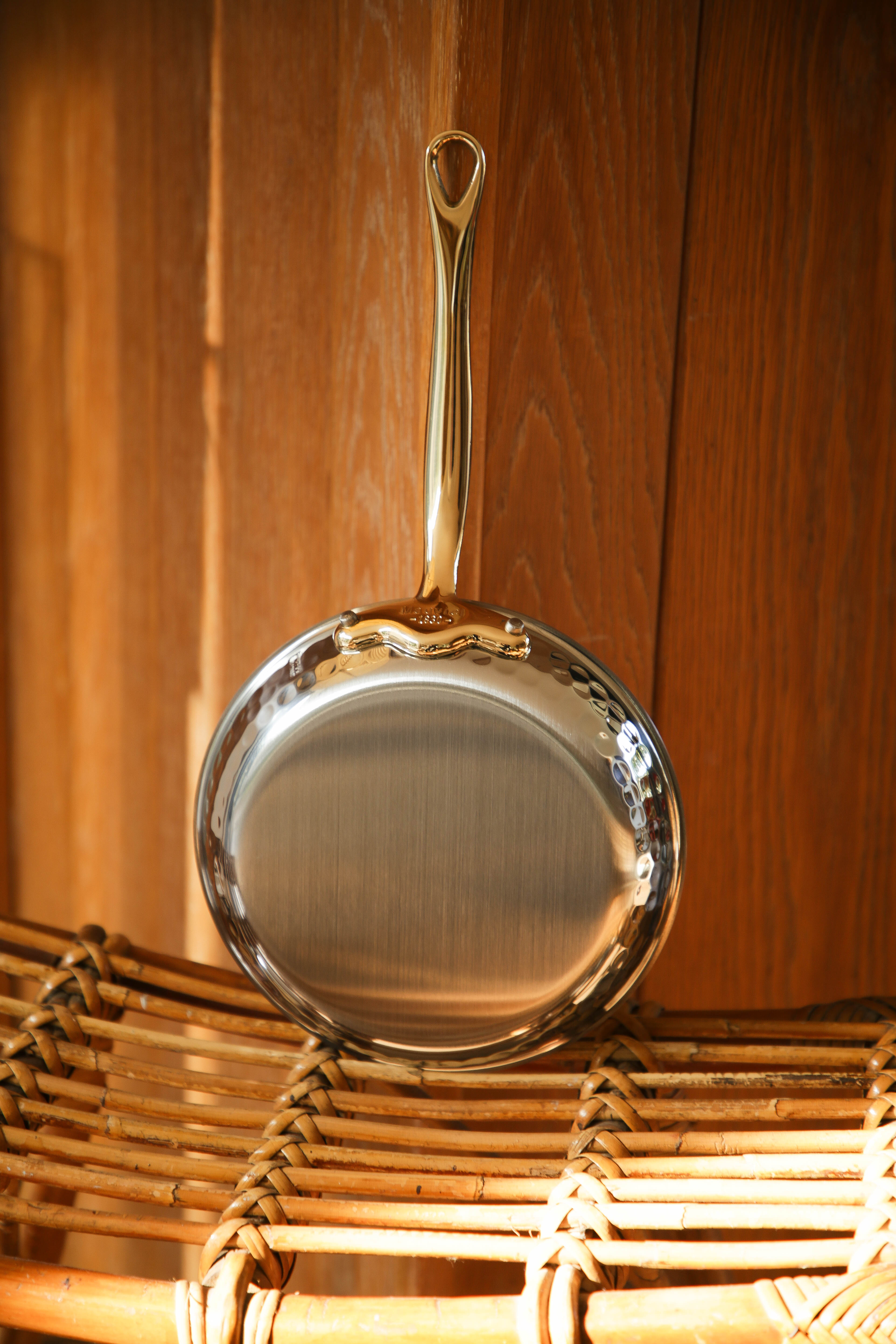 Mauviel M'ELITE B Hammered 5-Ply Frying Pan With Brass Handle - Mauviel1830