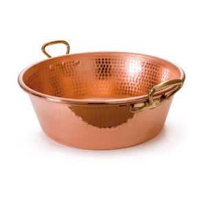 Mauviel 1830 Mauviel M'PASSION Hammered Copper Jam Pan With Brass Handles, 9.4-Qt Mauviel M'PASSION Hammered Copper Jam Pan With Bronze Handles, 9.4-Qt - Mauviel USA