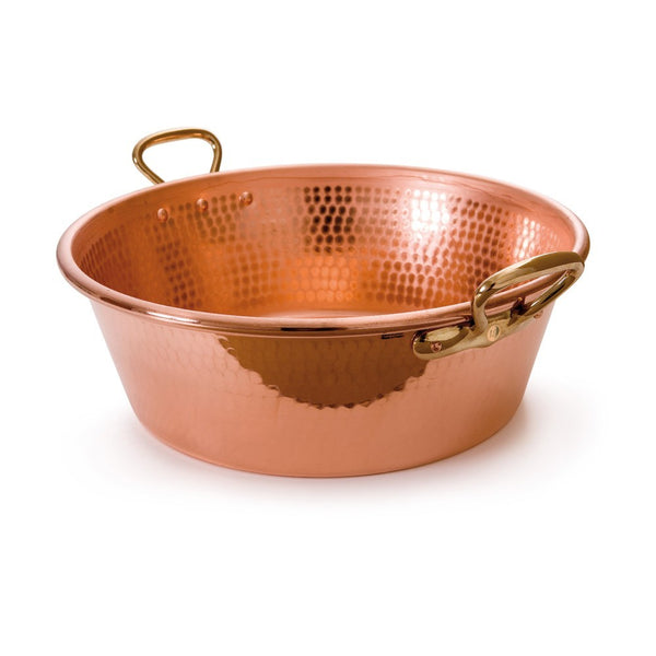 Mauviel M'PASSION Hammered Copper Jam Pan With Brass Handles, 17.3
