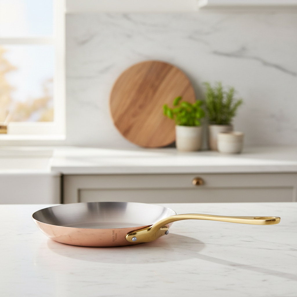 Mauviel M'Heritage M'200 B Copper Frying Pan With Brass Handle, 7.9-in - Mauviel1830