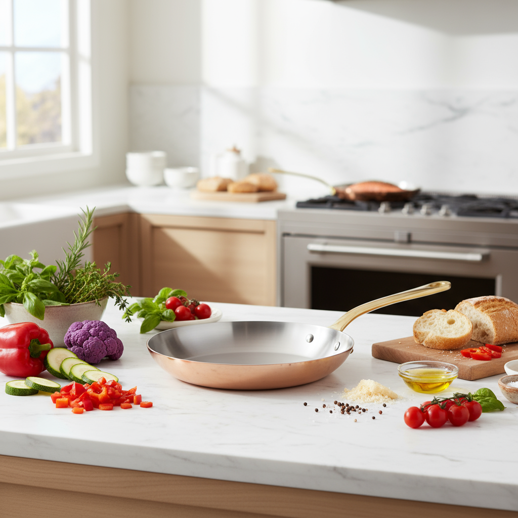 Mauviel M'Heritage M'200 B Copper Frying Pan With Brass Handle, 7.9-in - Mauviel1830