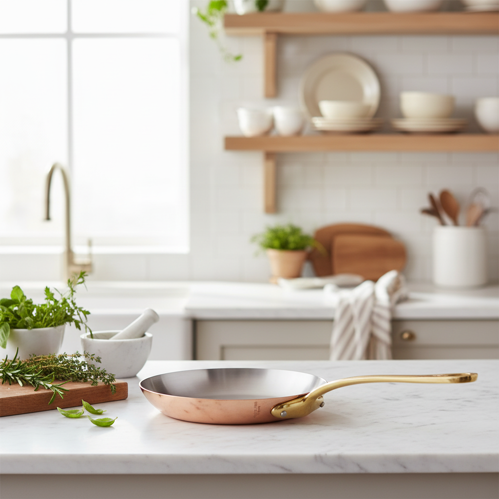 Mauviel 1830 M'Heritage M'200 B Copper Frying Pan With Brass Handle