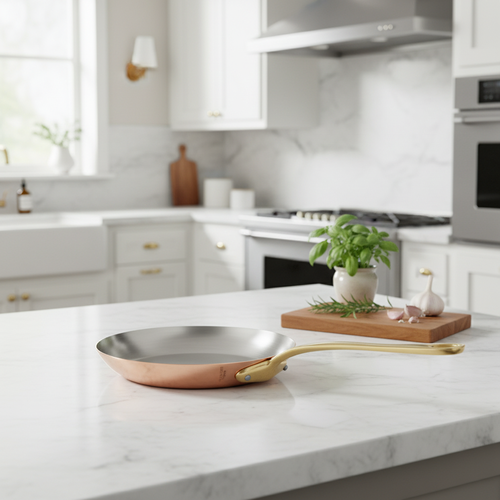 Mauviel M'Heritage M'200 B Copper Frying Pan With Brass Handle, 7.9-in - Mauviel1830