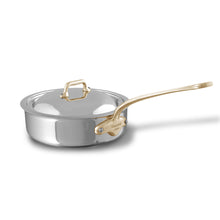 Mauviel Mauviel M'COOK B 5-Ply Saute Pan With Lid, Brass Handle, 3.2-Qt Mauviel M'COOK B 5-Ply Saute Pan With Lid, Brass Handle, 3.2-Qt