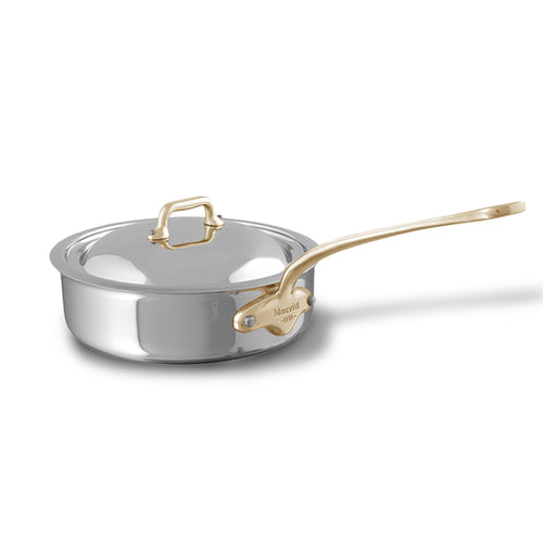 Mauviel M'COOK B 5-Ply Saute Pan With Lid, Brass Handle, 3.2-Qt