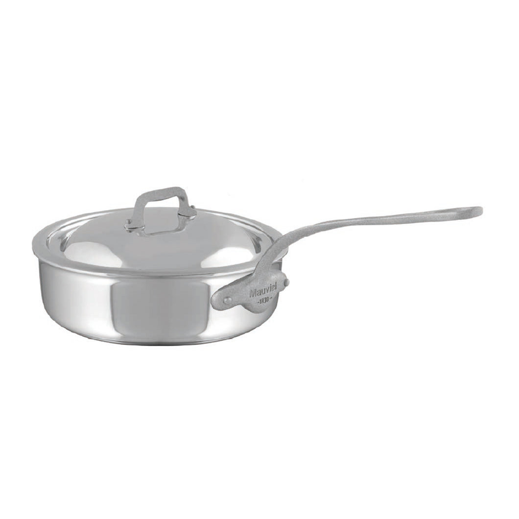 Mauviel M'Cook SB 5-Ply Saute Pan With Lid, Brushed Cast Stainless Steel Handle, 6-Qt