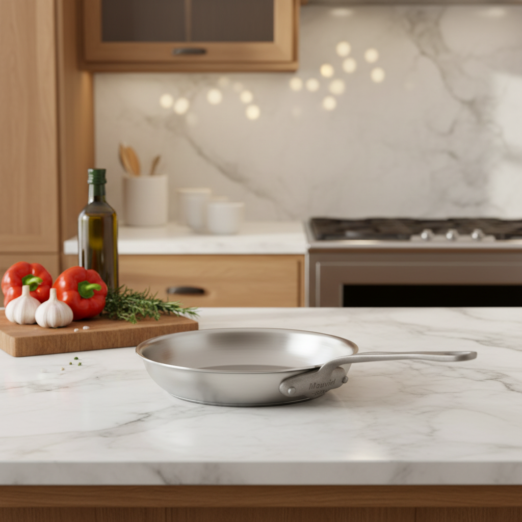Mauviel M'Cook SB 5-Ply Frying Pan With Brushed Cast Stainless Steel Handle, 7.8-In - Mauviel1830
