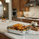 Mauviel Stainless Steel Roasting Pan With Rack And Brushed Cast Stainless Steel Handles, 15.7 x 11.8-In - Mauviel1830