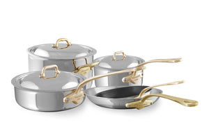 Mauviel 1830 Mauviel M'COOK B 5-Ply 8-Piece Cookware Set With Brass Handles Mauviel M'COOK B 8-Piece Cookware Set With Brass Handles - Mauviel USA