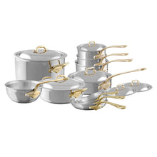 Mauviel Mauviel M'COOK B 5-Ply 16-Piece Cookware Set With Brass Handles Mauviel M'COOK B 5-Ply 16-Piece Cookware Set With Brass Handles
