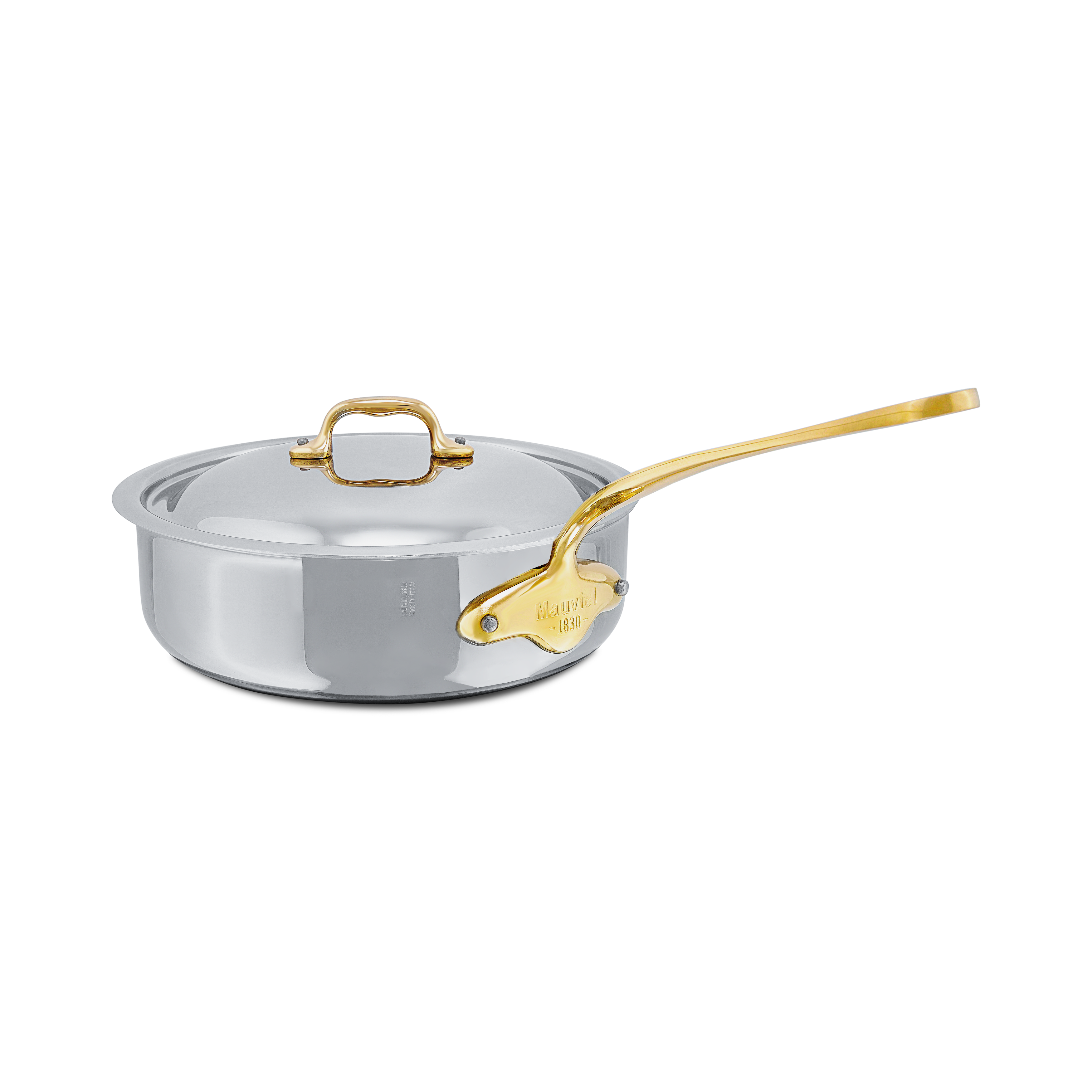 Mauviel M'COOK B 5-Ply Saute Pan With Lid, Brass Handle - Mauviel1830
