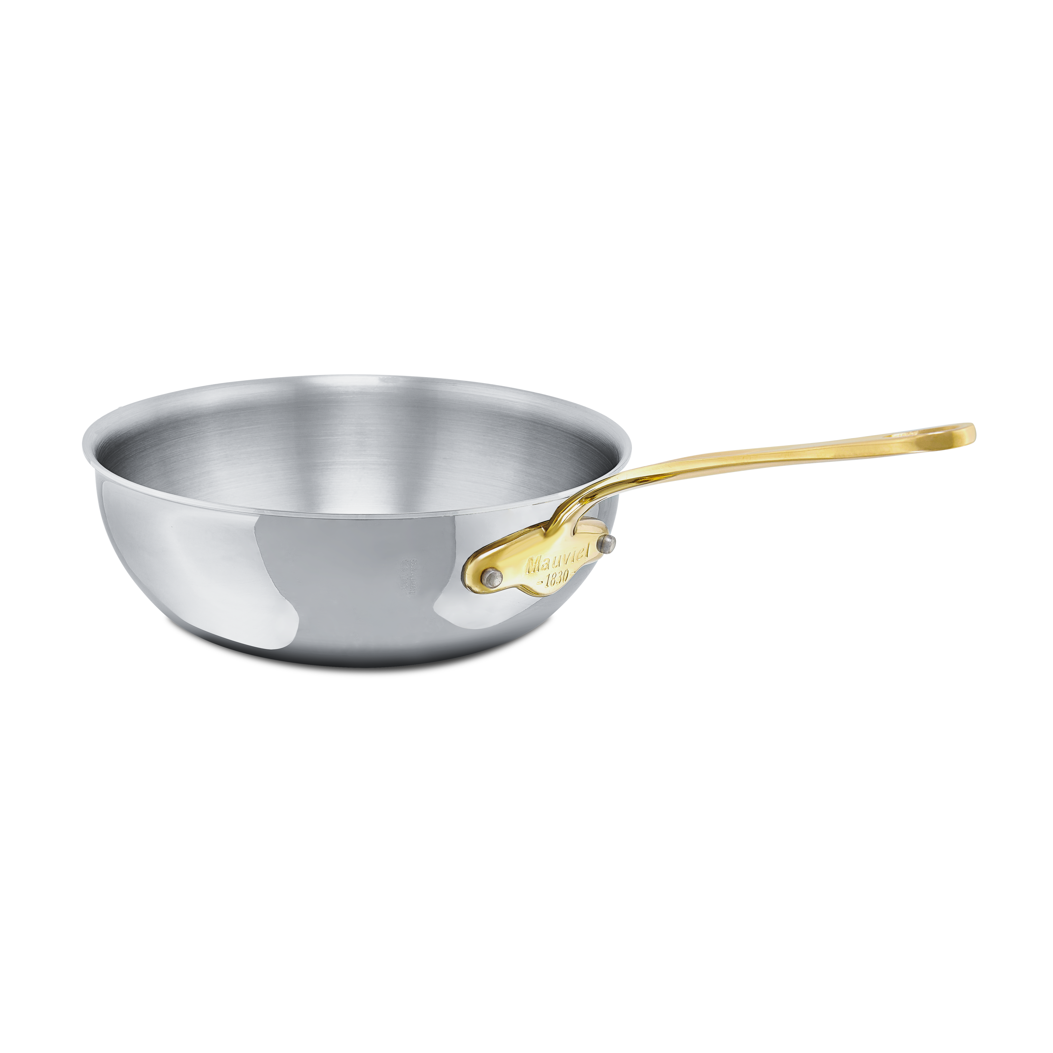 Mauviel M'COOK B 5-Ply Chef Pan With Lid, Brass Handle