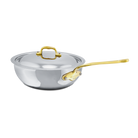 Mauviel M'COOK B 5-Ply Chef Pan With Lid, Brass Handle - Mauviel1830