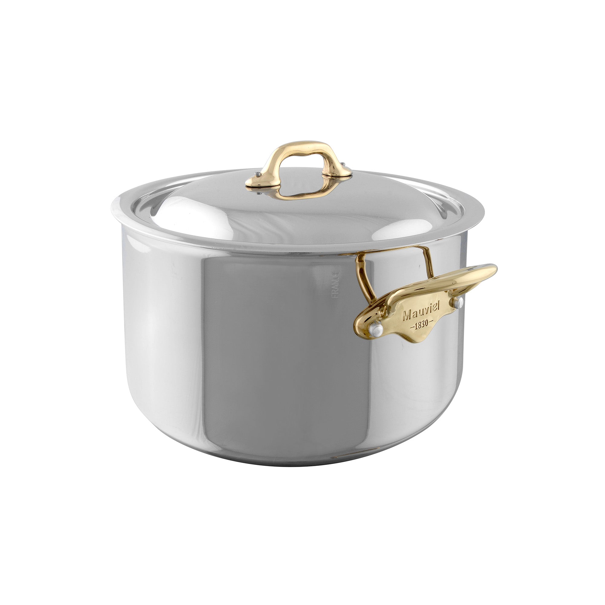 Mauviel 1830 M'COOK B 5-Ply Stewpan with Lid, Brass Handles