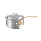 Mauviel M'ELITE B Hammered 5-Ply Sauce Pan With Curved Lid, Brass Handle - Mauviel1830
