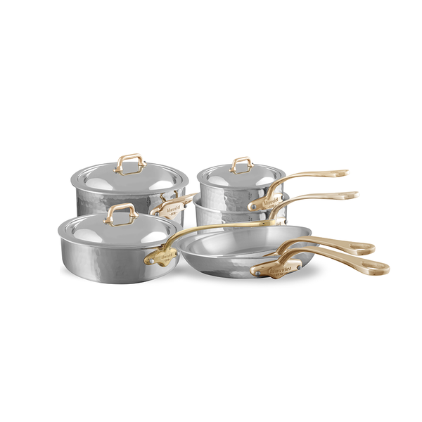 Mauviel M'ELITE B Hammered 10-Piece Cookware Set With Brass