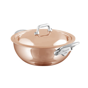 Mauviel USA Mauviel M'6 S Induction Copper Curved Splayed Saute Pan With Lid, Cast Stainless Steel Handle, 2.1-Qt Mauviel M'6 S Induction Copper Curved Splayed Saute Pan With Lid, Cast Stainless Steel Handle, 2.1-Qt - Mauviel1830