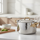 Mauviel M'ELITE B Hammered 5-Ply Stewpan With Lid, Brass Handles - Mauviel1830