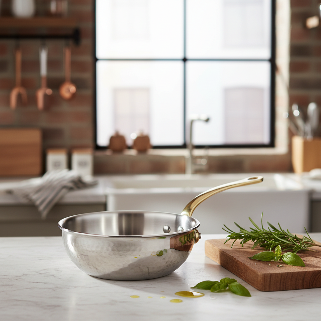 Mauviel M'ELITE B Hammered 5-Ply Chef Pan With Brass Handle, 3.4-Qt - Mauviel1830