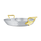 Mauviel M'ELITE B Hammered 5-Ply Paella Pan With Brass Handles, 13.8-In - Mauviel1830