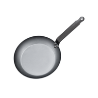 Mauviel M'STEEL Black Carbon Steel Round Frying Pan With Iron Handle, 9.4-In