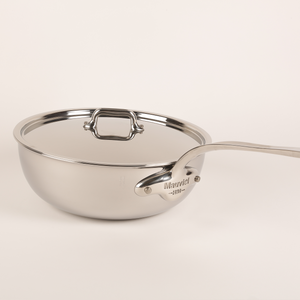 Mauviel 1830 Mauviel M'URBAN 4 Tri-Ply Curved Splayed Saute Pan With Lid, Cast Stainless Steel Handle, 2.1-Qt Mauviel M'URBAN 4 Tri-Ply Curved Splayed Saute Pan With Lid, Cast Stainless Steel Handle, 2.1-Qt - Mauviel USA