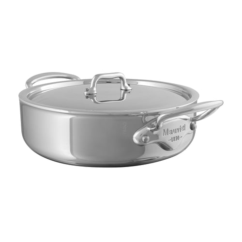 Mauviel M'URBAN 4 Tri-Ply Rondeau With Lid, Cast Stainless Steel Handles, 3.2-Qt - Mauviel USA