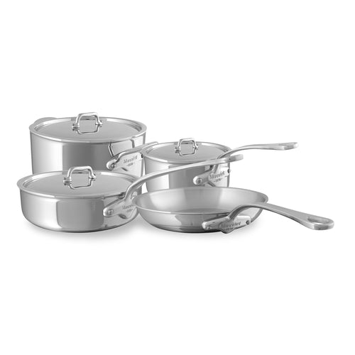 Mauviel M'TRIPLY S Saute Pan with Glass Lid, Cast Stainless Steel Handles, 3.2-qt