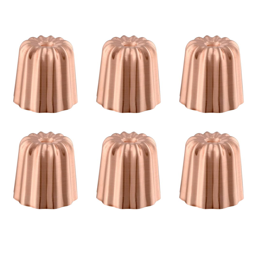 Mauviel M'Passion 6-Piece Copper Tinned Canele Mold, 2.2-In - Mauviel1830