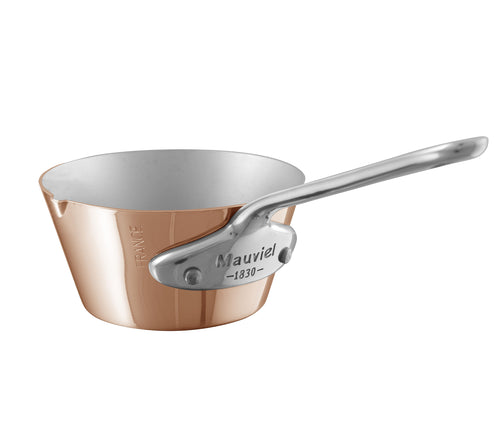 Mauviel M'MINIS Splayed Sauté Pan With Cast Stainless Steel Handle & Pouring Edge, 3.5-in - Mauviel USA