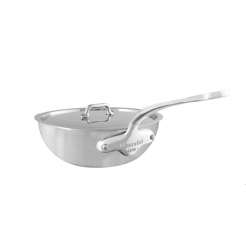 Mauviel M'URBAN 3 Curved Splayed Saute Pan With Lid, Cast Stainless Steel Handle, 1.1-Qt - Mauviel1830