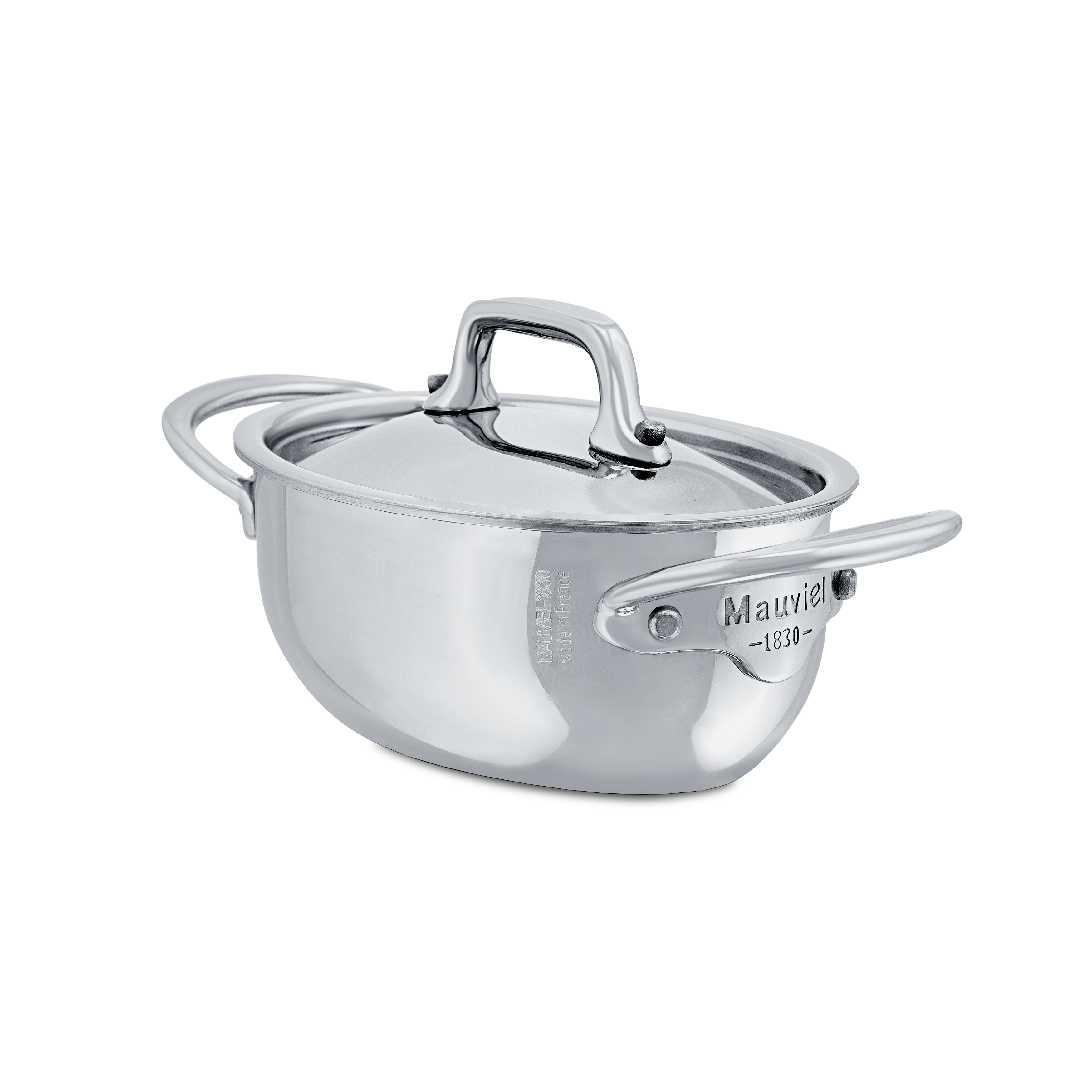 Mauviel M'MINIS Stainless Steel Oval Stewpan With Lid, 0.42-Qt - Mauviel1830