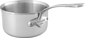 Mauviel M'Urban 3 Tri-Ply Brushed Stainless Steel Sauce Pan With Cast Stainless Steel Handle, 2.6-Qt