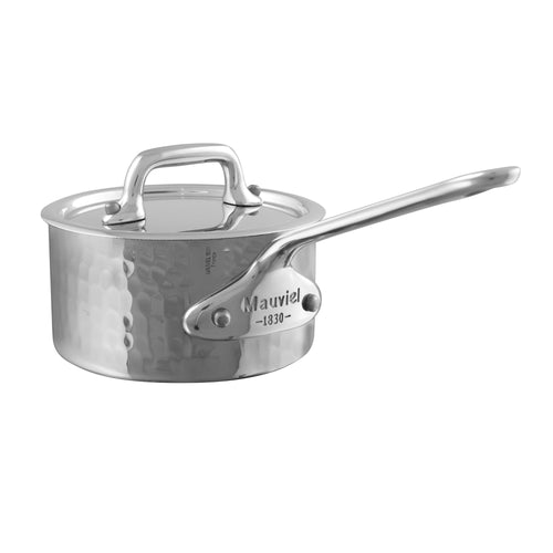 Mauviel M'MINIS Hammered Sauce Pan With Stainless Steel Handle and Lid, 0.3-Quart - Mauviel USA