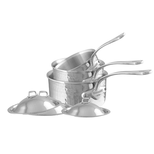 Mauviel M'ELITE 6-Piece Sauce Pan Set With Lid, Cast Stainless Steel Handles - Mauviel USA