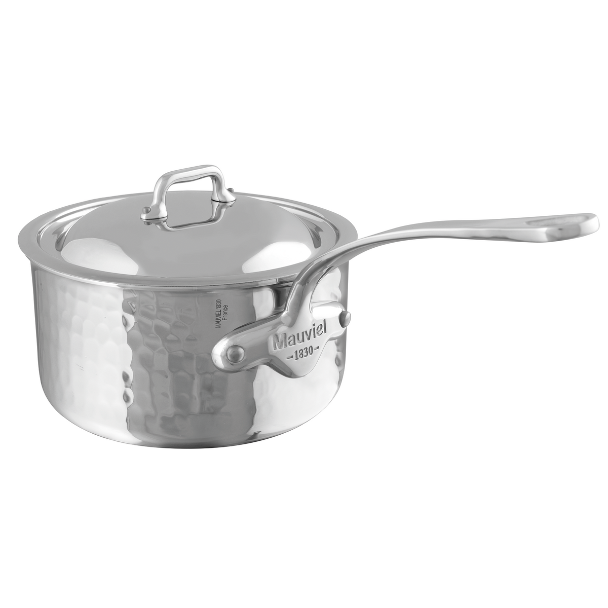 Mauviel M'ELITE Hammered 5-Ply Sauce Pan With Curved Lid, Cast Stainle