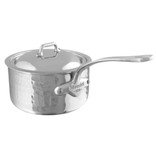 Mauviel Mauviel M'ELITE Hammered 5-Ply Sauce Pan With Curved Lid, Cast Stainless Steel Handles, 3.4-Qt Mauviel M'ELITE Hammered 5-Ply Sauce Pan With Curved Lid, Cast Stainless Steel Handles, 3.4-Qt - Mauviel1830