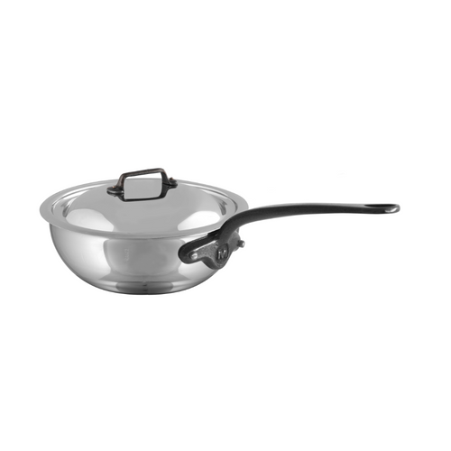 Mauviel M'COOK CI Curved Splayed Saute Pan With Lid, Cast Iron Handle, 2.1-Qt - Mauviel USA