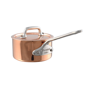 Mauviel M'MINIS Copper Sauce Pan With Lid, Stainless Steel Handles, 0.32-Quart - Mauviel USA