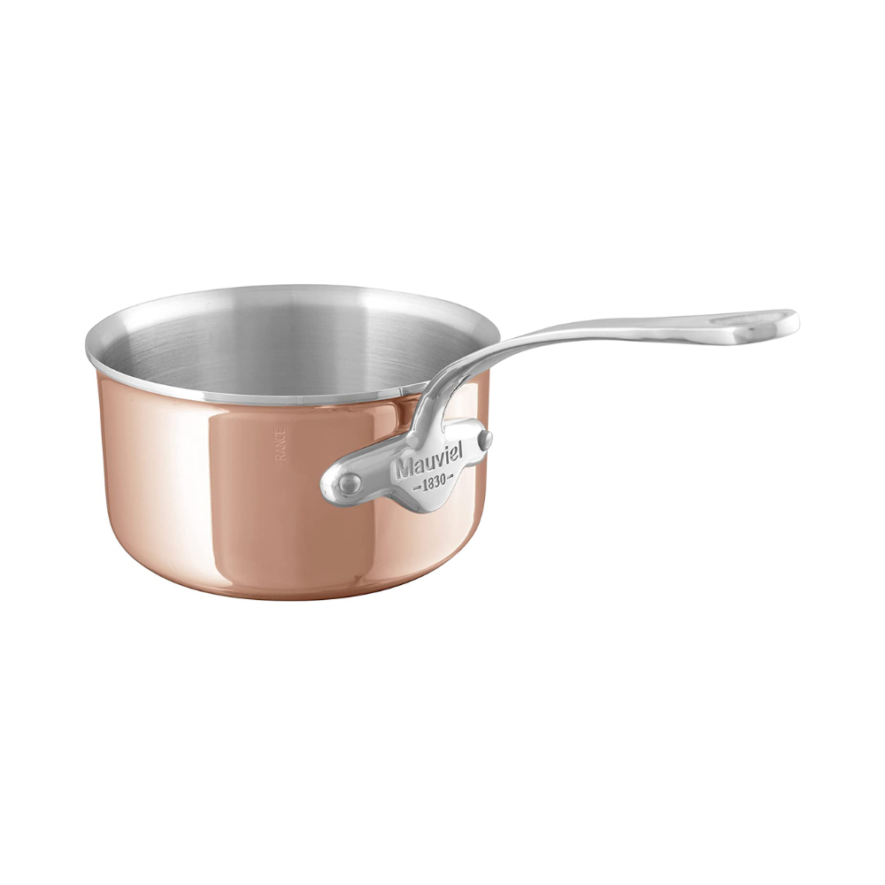 Mauviel M'TRIPLY S Polished Copper & Stainless Steel Sauce Pan With Lid  2.6-qt and Frying Pan 11.8-in Bundle