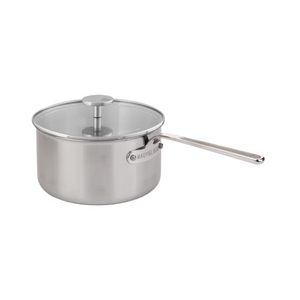 Mauviel M’Inox 360 Tri-Ply Brushed Stainless Steel Sauce Pan With Glass Lid, Stainless Steel Handle, 3.4-qt - Mauviel USA