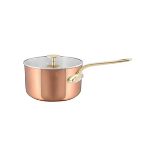 Mauviel Mauviel M'TRIPLY B Polished Copper & Stainless Steel Sauce Pan With Glass Lid, Brass Handles, 1.9-Qt Mauviel M'TRIPLY Polished Copper & Stainless Steel Sauce Pan With Glass Lid, Bronze Handles, 1.9-Qt - Mauviel USA