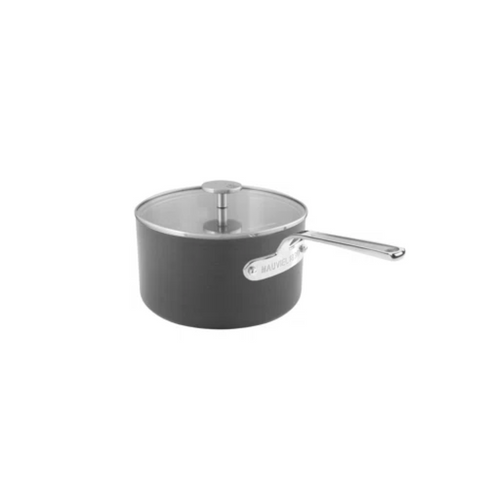 Mauviel M'Stone 360 Hard Anodized Nonstick Sauce Pan With Glass Lid, Stainless Steel Handle, 1.2-Qt - Mauviel USA