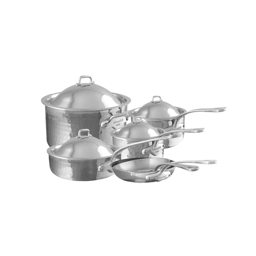 Mauviel M'ELITE Hammered 5-Ply 10-Piece Cookware Set With Cast Stainless Steel Handles