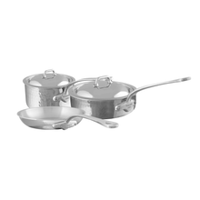 Mauviel Mauviel M'ELITE Hammered 5-Ply 5-Piece Cookware Set With Cast Stainless Steel Handles And Curved Lid Mauviel M'ELITE Hammered 5-Ply 5-Piece Cookware Set With Cast Stainless Steel Handles And Curved Lid