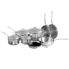 Mauviel Mauviel M'ELITE Hammered 5-Ply 12-Piece Cookware Set With Cast Stainless Steel Handles And Curved Lid Mauviel M'ELITE Hammered 5-Ply 12-Piece Cookware Set With Cast Stainless Steel Handles And Curved Lid